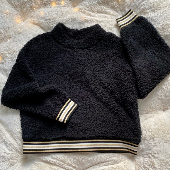 Teddy Bear Fuzzy Mockneck Pullover Sweatshirt - Picture 1 of 5